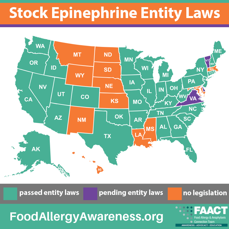 Stock Epinephrine Entity Laws states map